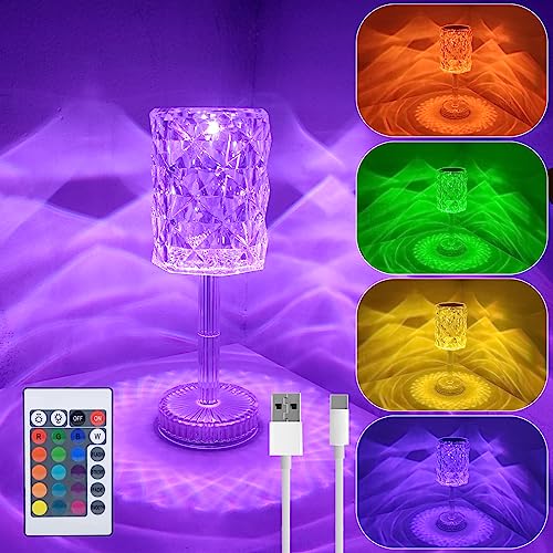 Lampe de Chevet Tactile RGB, USB Rechargeable Lampe de Table